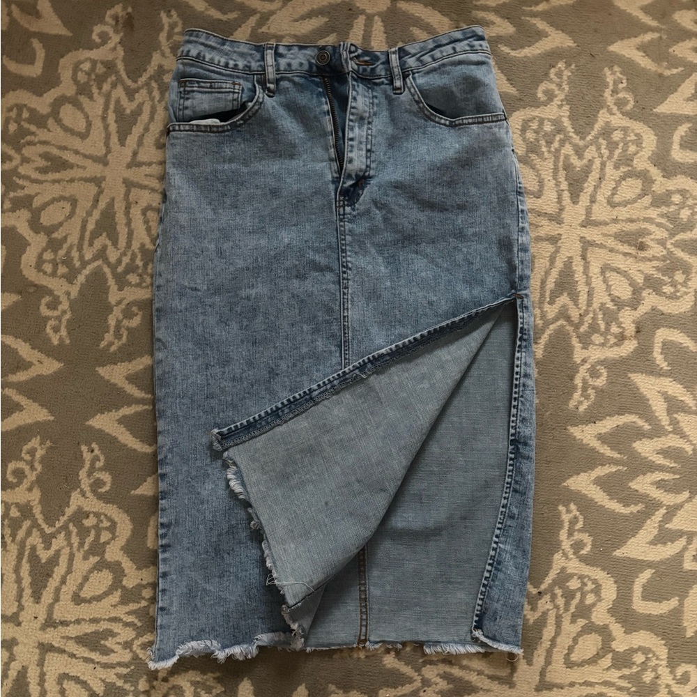 Fashion Nova Distressed Denim Pencil Skirt